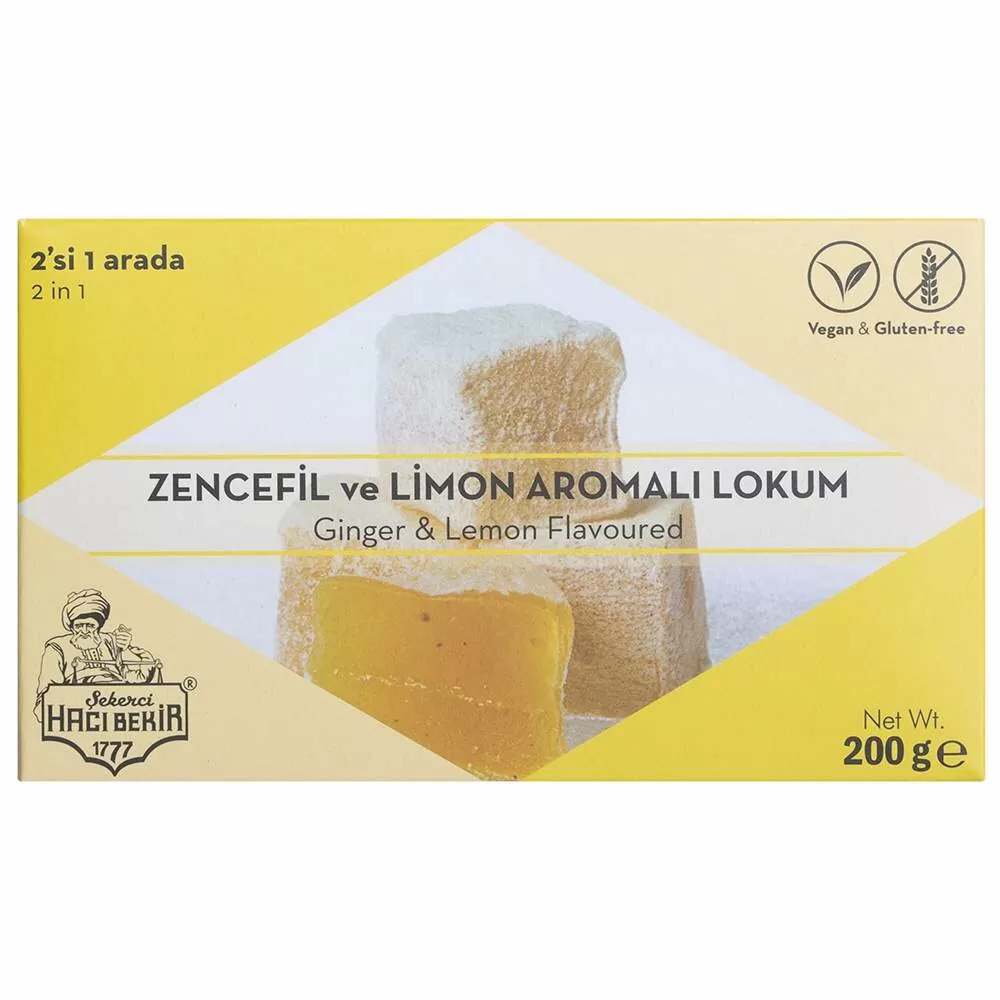 Haci-Bekir-Turkish-Delight-with-Ginger-and-Lemon-Box.jpg Turkish Delight with Ginger & Lemon 200G, Haci Bekir - Image 1