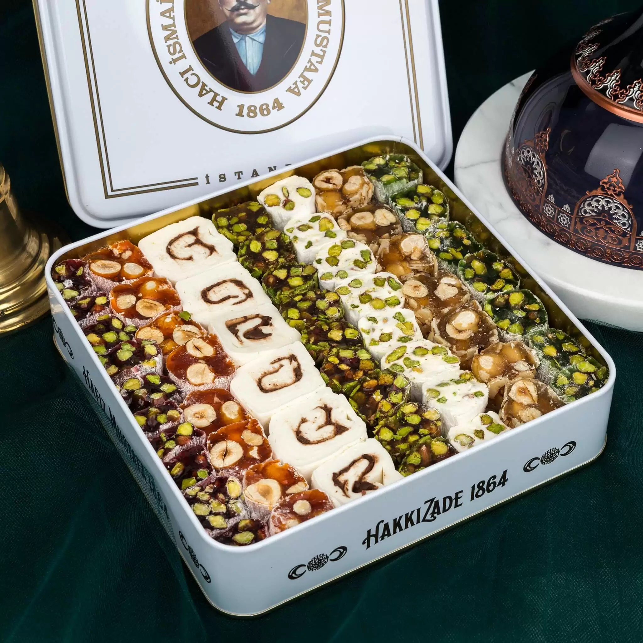 Hafiz-Mustafa-Assorted-Turkish-Delight-Metal-Box.jpg Assorted Turkish Delight, Metal Box 1100G, Hafiz Mustafa - Image 2