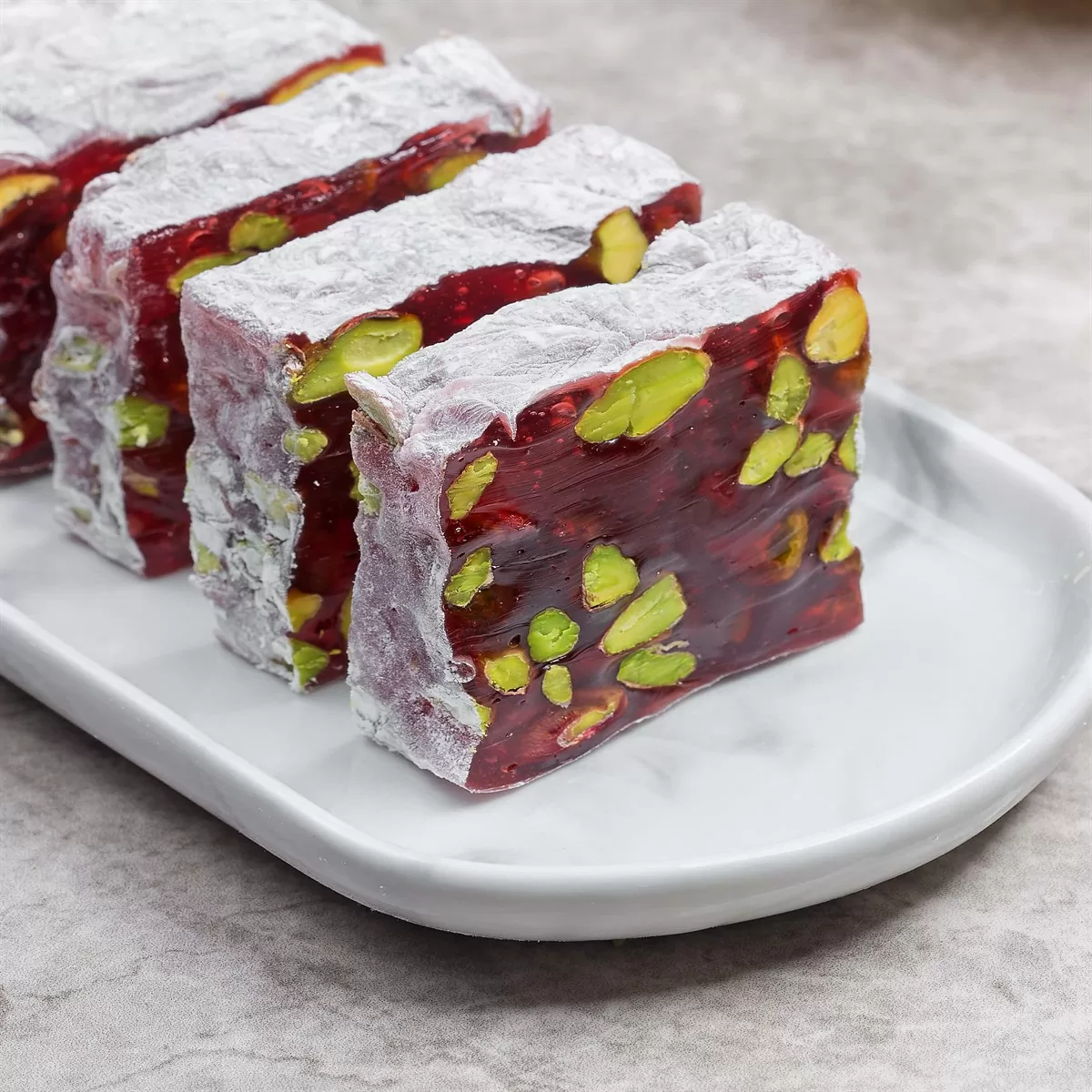 Hafiz-Mustafa-Crocan-Turkish-Delight-with-Pomegranate-Pistachio.jpg Hafiz Mustafa Crocan Turkish Delight with Pomegranate & Pistachio - Image 1