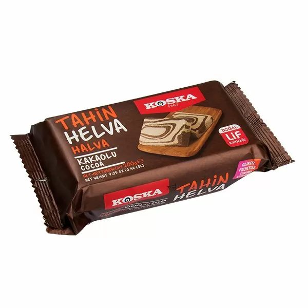 Koska-Halva-with-Cocoa-200G.jpg Koska, Halva with Cocoa, 200G - Image 1
