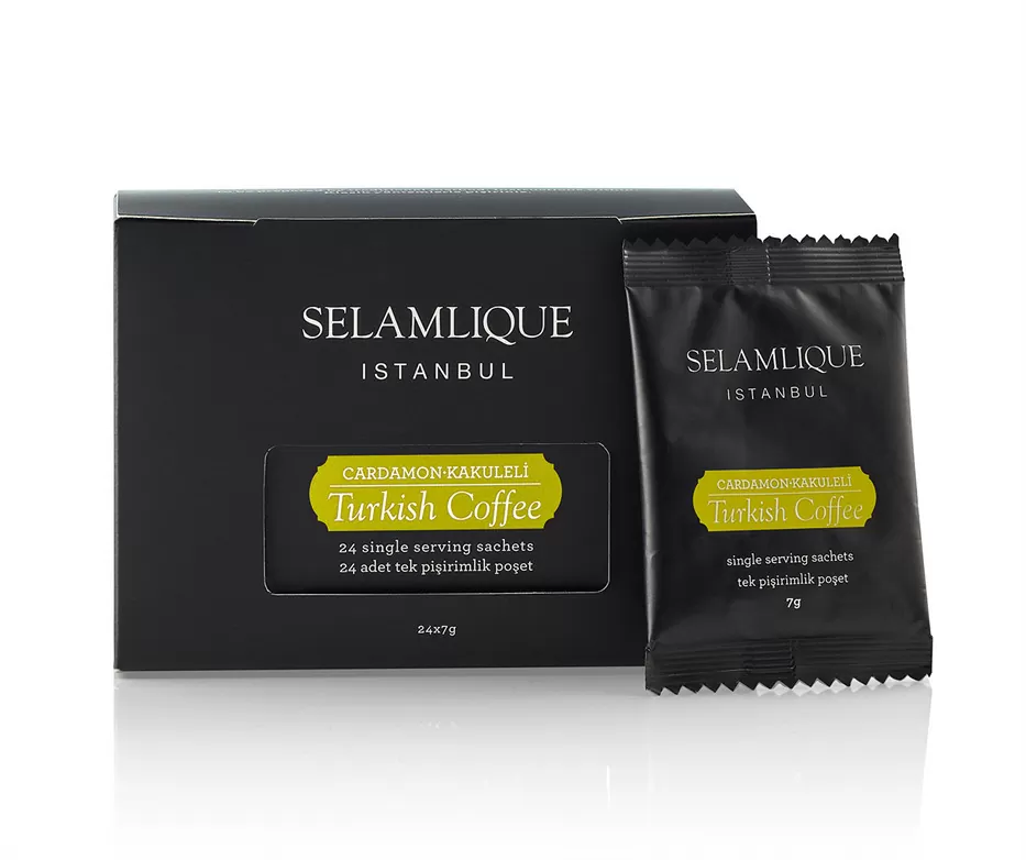 Selamlique-Cardamon-Turkish-Coffee-24x7G-Packs.jpeg Selamlique Cardamon Turkish Coffee, 24x7G Packs - Image 1