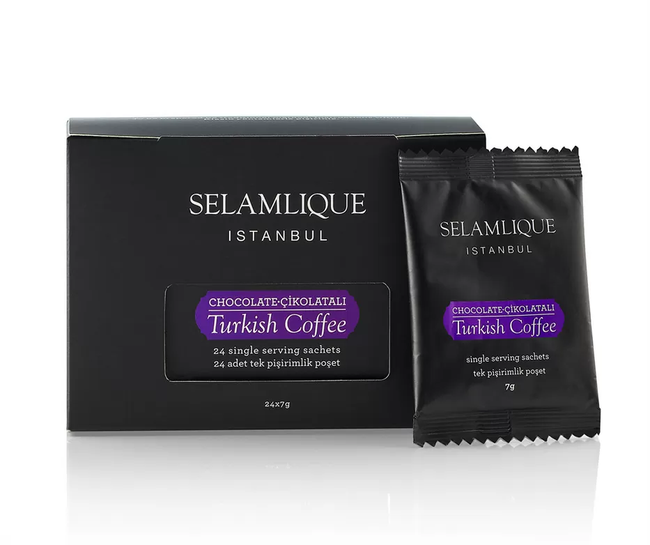 Selamlique-Chocolate-Turkish-Coffee-24x7G-Packs.jpeg Selamlique Chocolate Turkish Coffee, 24x7G Packs - Image 1