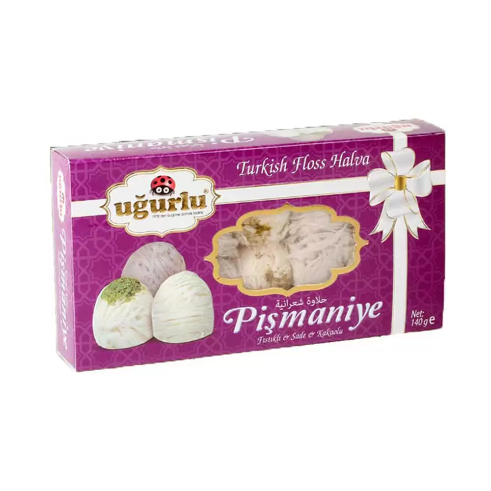Turkish-Pismaniye-with-Plain-Pistachio-Cocoa-140G.jpg Turkish Pismaniye with Plain, Pistachio, Cocoa, 140G - Image 1