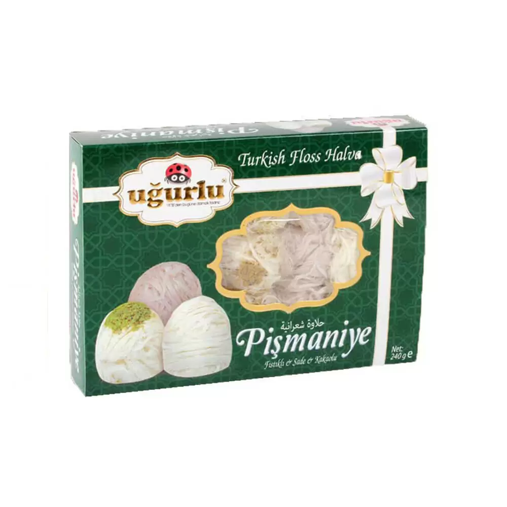 Turkish-Pismaniye-with-Plain-Pistachio-Cocoa-240G.jpg Turkish Pismaniye with Plain, Pistachio, Cocoa, 240G - Image 1