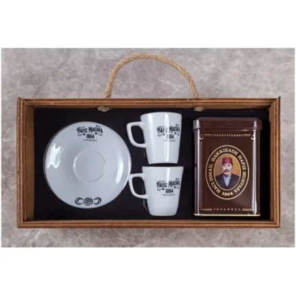 Turkish Coffee Set for 2 in Wooden Box, Hafiz Mustafa